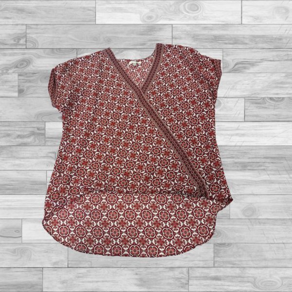 Red & White Top Short Sleeve Max Studio, Size L Online Hot Sale