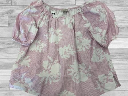 Pink & White Top Short Sleeve Loft, Size Petite   S For Cheap