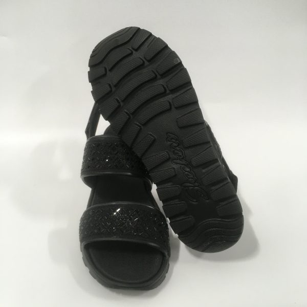 Black Sandals Flats Skechers, Size 9 For Discount