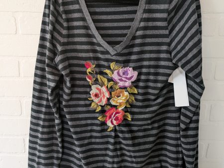 Black & Grey Top Long Sleeve Designer Johnny Was, Size L Cheap