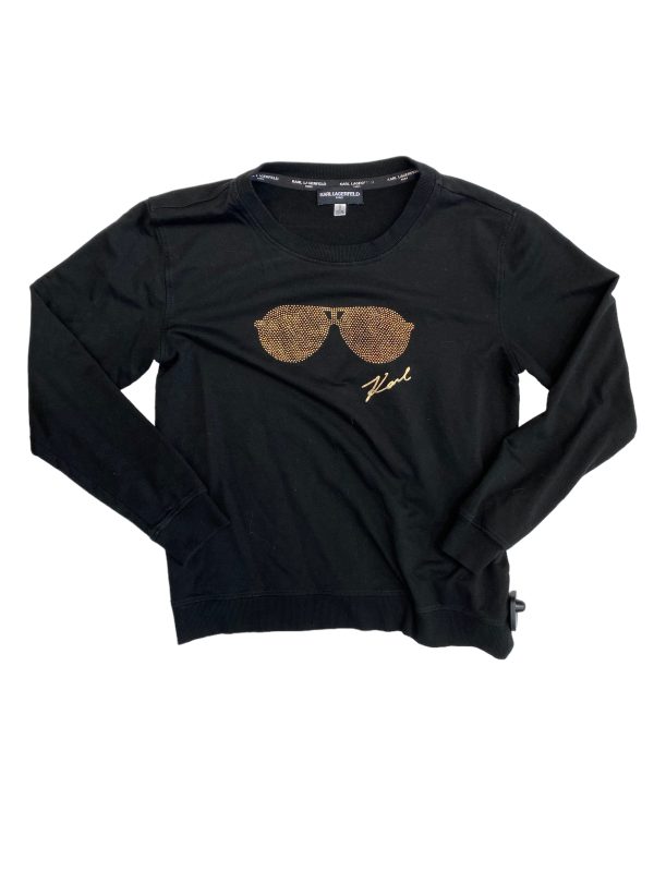 Black Top Long Sleeve Karl Lagerfeld, Size M on Sale