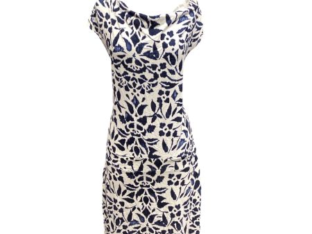 Blue & White Dress Casual Midi Ann Taylor, Size M Hot on Sale