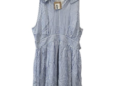 Blue & White Dress Casual Midi Listicle, Size L Fashion