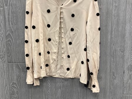 Beige Blouse Long Sleeve Clothes Mentor, Size M Fashion