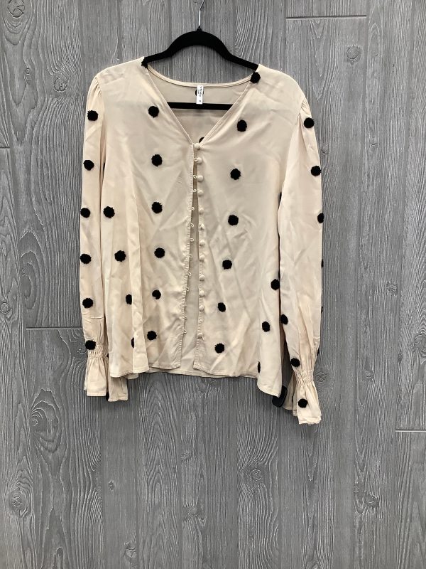 Beige Blouse Long Sleeve Clothes Mentor, Size M Fashion