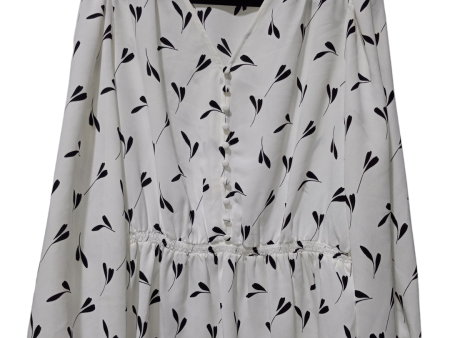 Black & White Blouse Long Sleeve Alfani, Size L Sale