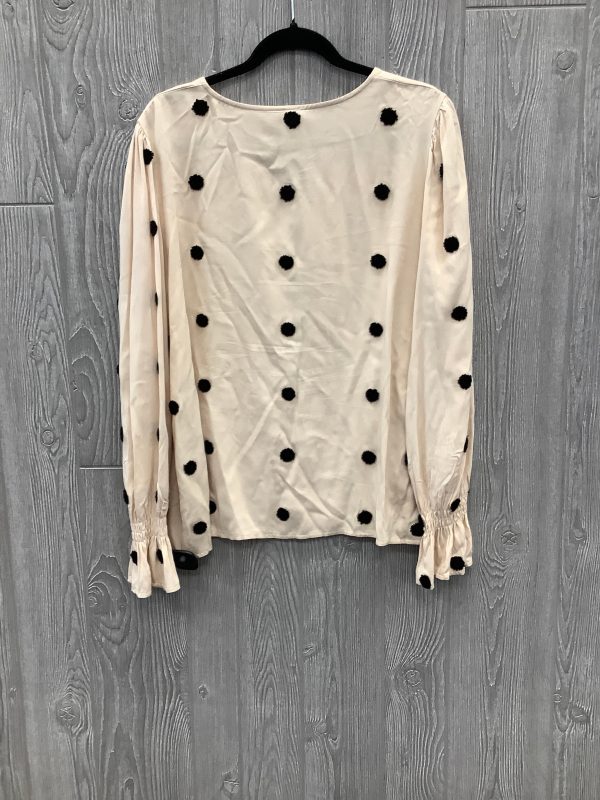 Beige Blouse Long Sleeve Clothes Mentor, Size M Fashion